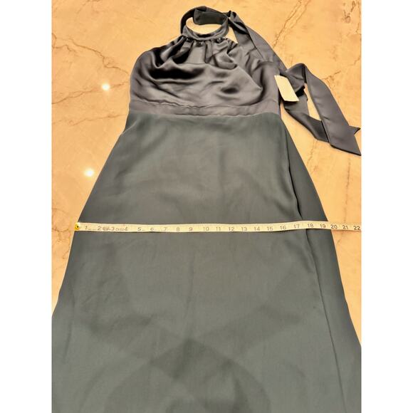After Six Gown Sz 8 Halter Neck Open Back Floor Length Formal Evening Evergreen - Picture 9 of 12